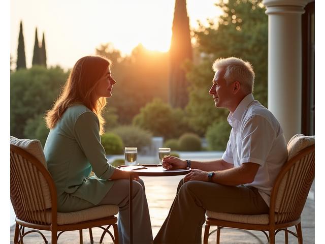 Imagen que representa una sesión de coaching personalizada, con un nutricionista certificado y un cliente adulto conversando en un entorno acogedor y profesional, ilustrando una conexión humana y experta.